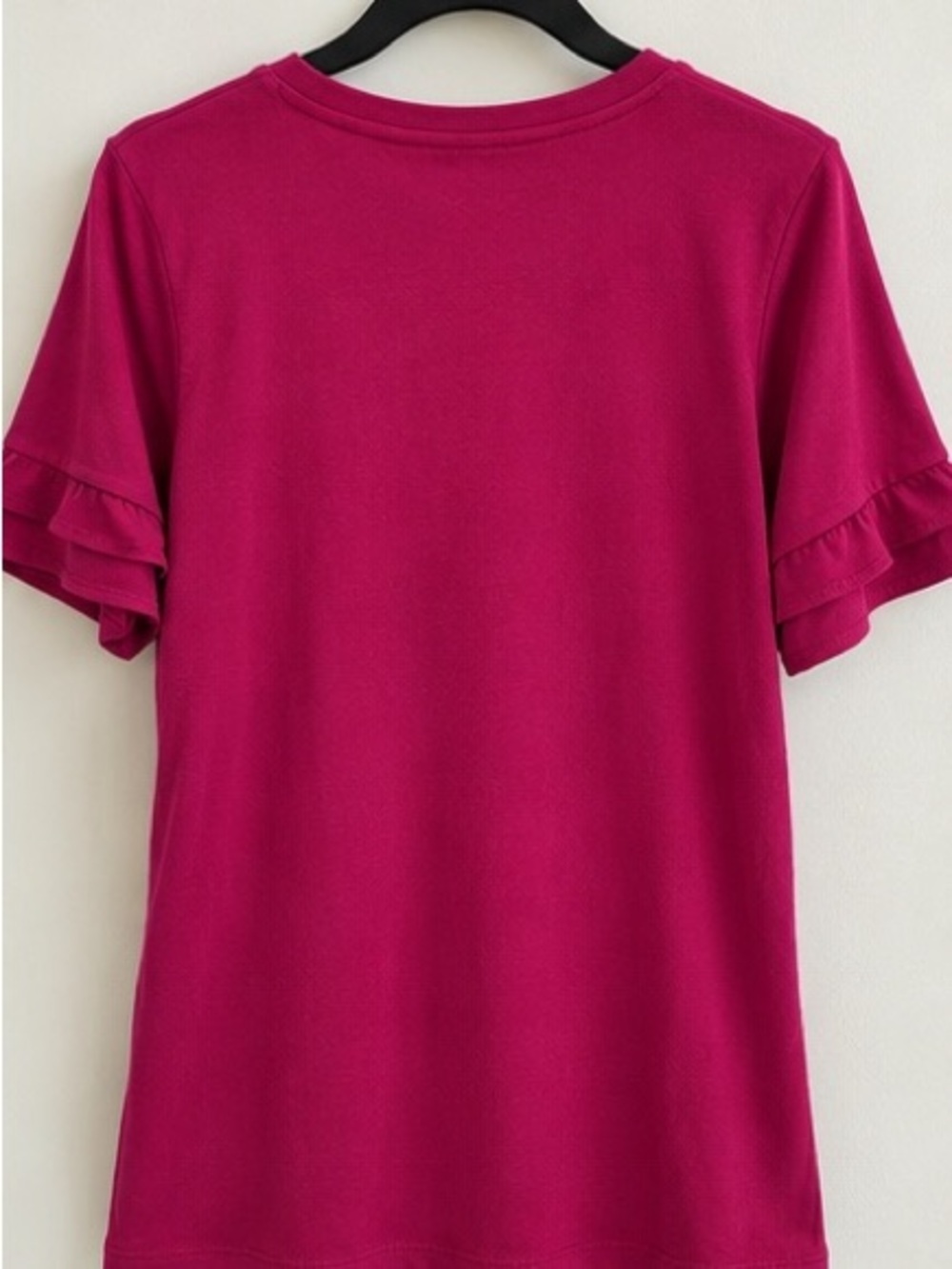 Michael Kors Raspberry (Deep Fuchsia) Ruffle Short-Sleeve Tee - Picture 3 of 8